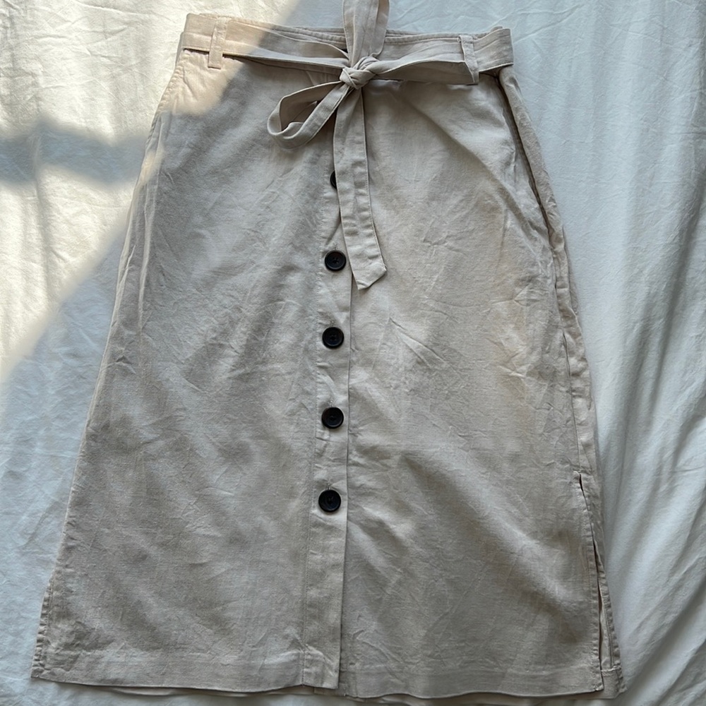 Petite linen blend skirt